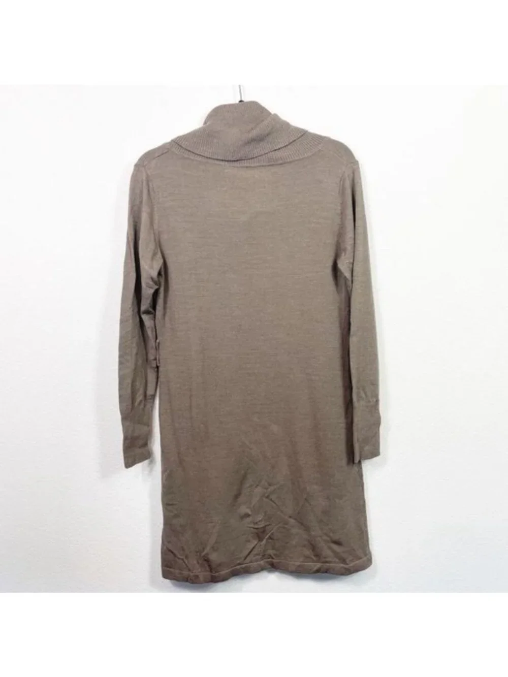 Malagrida Her Brown Cowl Neck Long Sleeve Wool Blend Dress Large Italian NWT